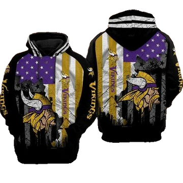 NFL Minnesota Vikings American Flag NFL 3D All Over Print Hoodie -Moonbestprint