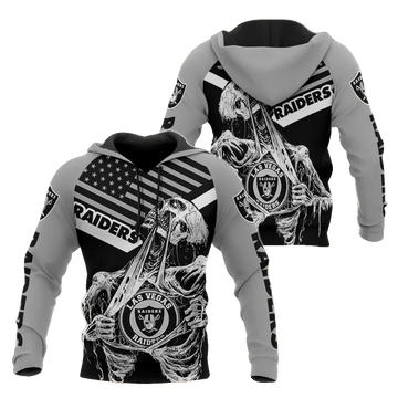 NFL Las Vegas Raiders Skeleton NFL 3D All Over Print Hoodie -Moonbestprint