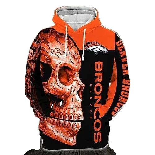 NFL Denver Broncos Skull NFL 3D All Over Print Hoodie -Moonbestprint
