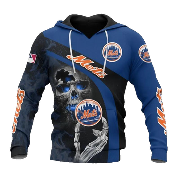 New York Mets Skeleton Logo MLB MLB All Over Print Hoodie -Moonbestprint