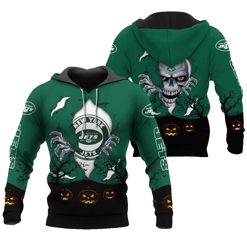 New York Jets Halloween 3D NFL All Over Print Hoodie -Moonbestprint