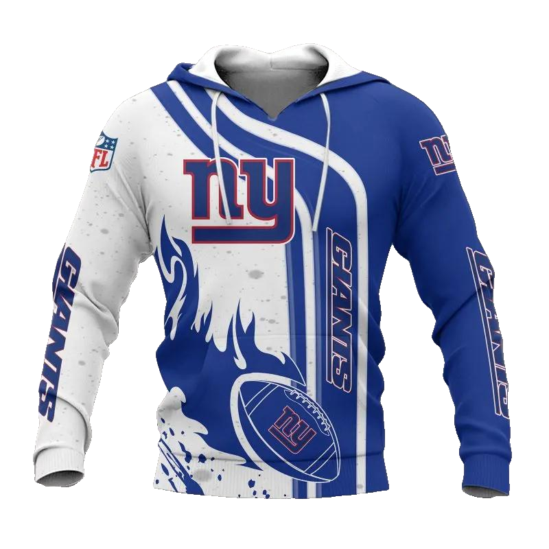 New York Giants Fire Ball NFL 3D All Over Print Hoodie -Moonbestprint