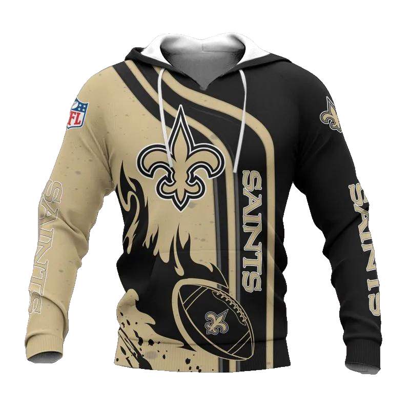 New Orleans Saints Fire Ball NFL 3D All Over Print Hoodie -Moonbestprint