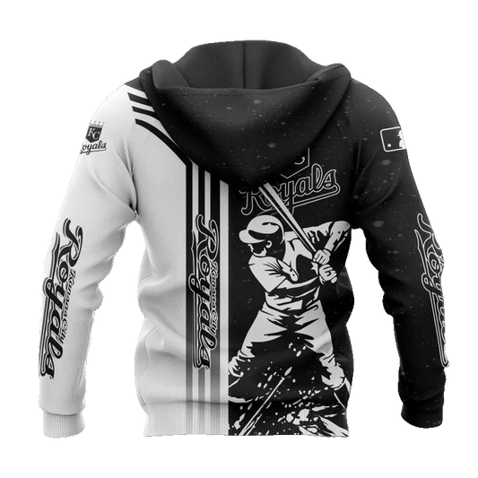 Kansas City Royals Black And White All Over Print Hoodie 1, MLB Hoodie Moonbestprint