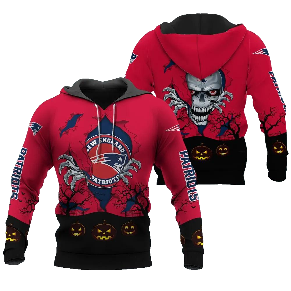 New England Patriots Halloween 3D NFL All Over Print Hoodie -Moonbestprint