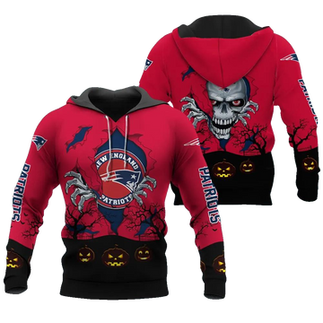 New England Patriots Halloween 3D NFL All Over Print Hoodie -Moonbestprint