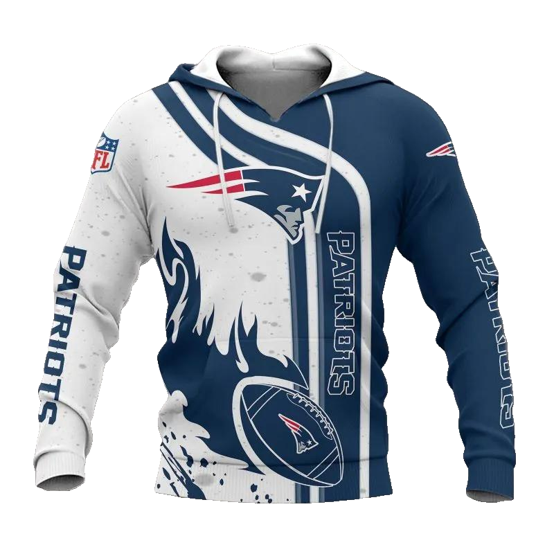 New England Patriots Fire Ball NFL 3D All Over Print Hoodie -Moonbestprint
