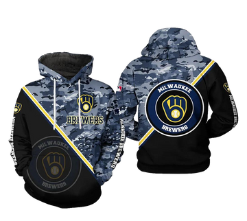Milwaukee Brewers MLB Camo Team 3D MLB All Over Print Hoodie -Moonbestprint