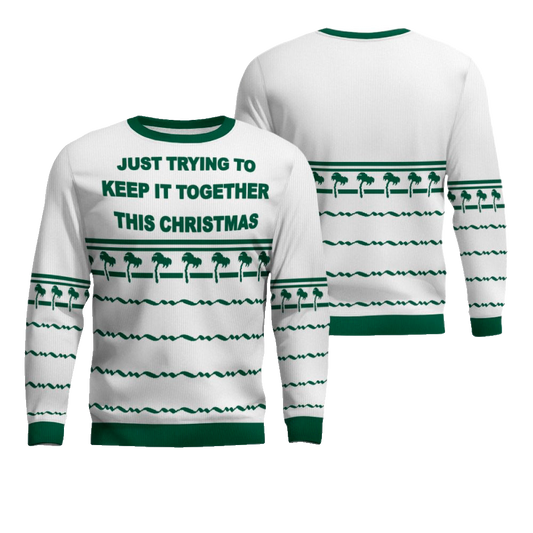 Just Trying To Keep It Togerther This Christmas Ugly Christmas Sweater White – Moonbestprint