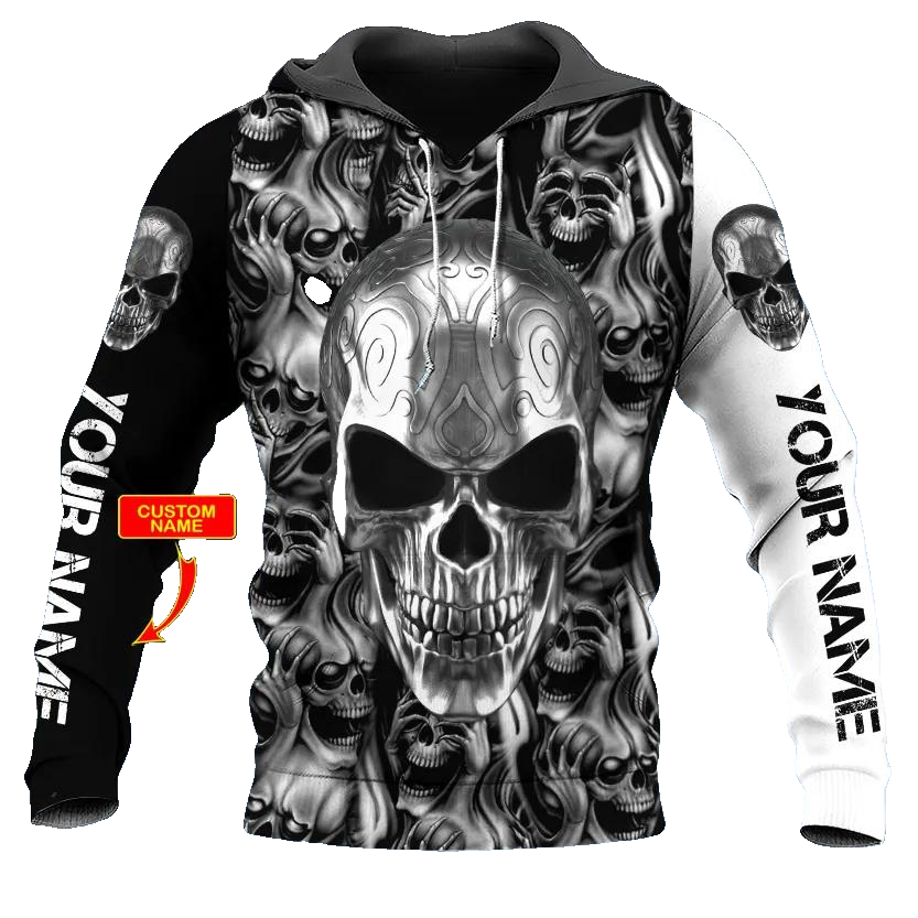 Metal Angry Skull Custom 3D All Over Print Hoodie -Moonbestprint