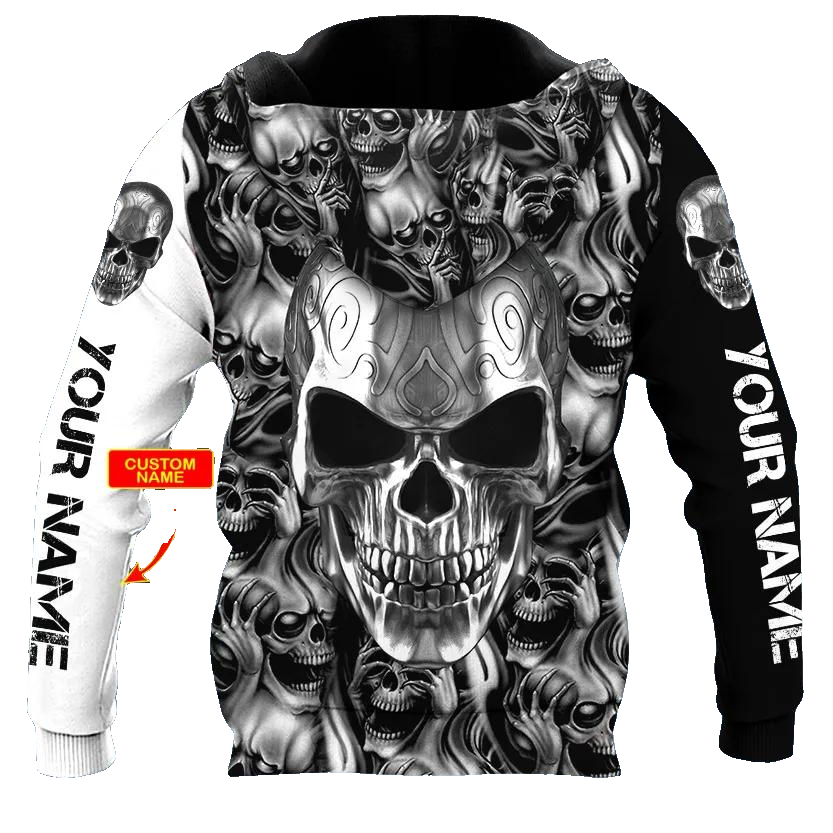 Metal Angry Skull Custom 3D All Over Print Hoodie -Moonbestprint