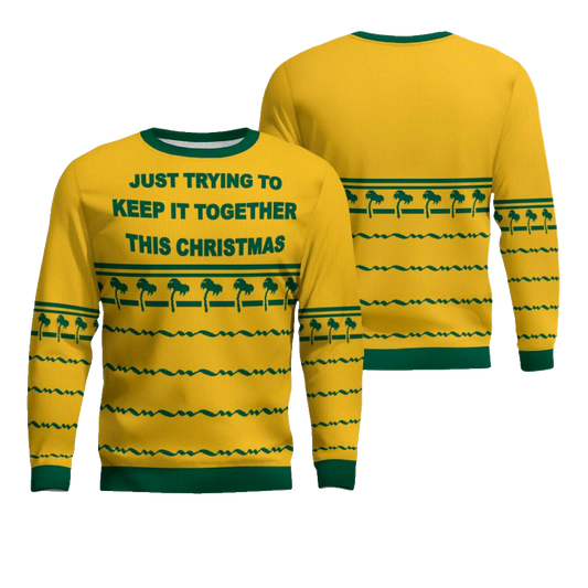 Just Trying To Keep It Togerther This Christmas Ugly Christmas Sweater Gold Metallic – Moonbestprint