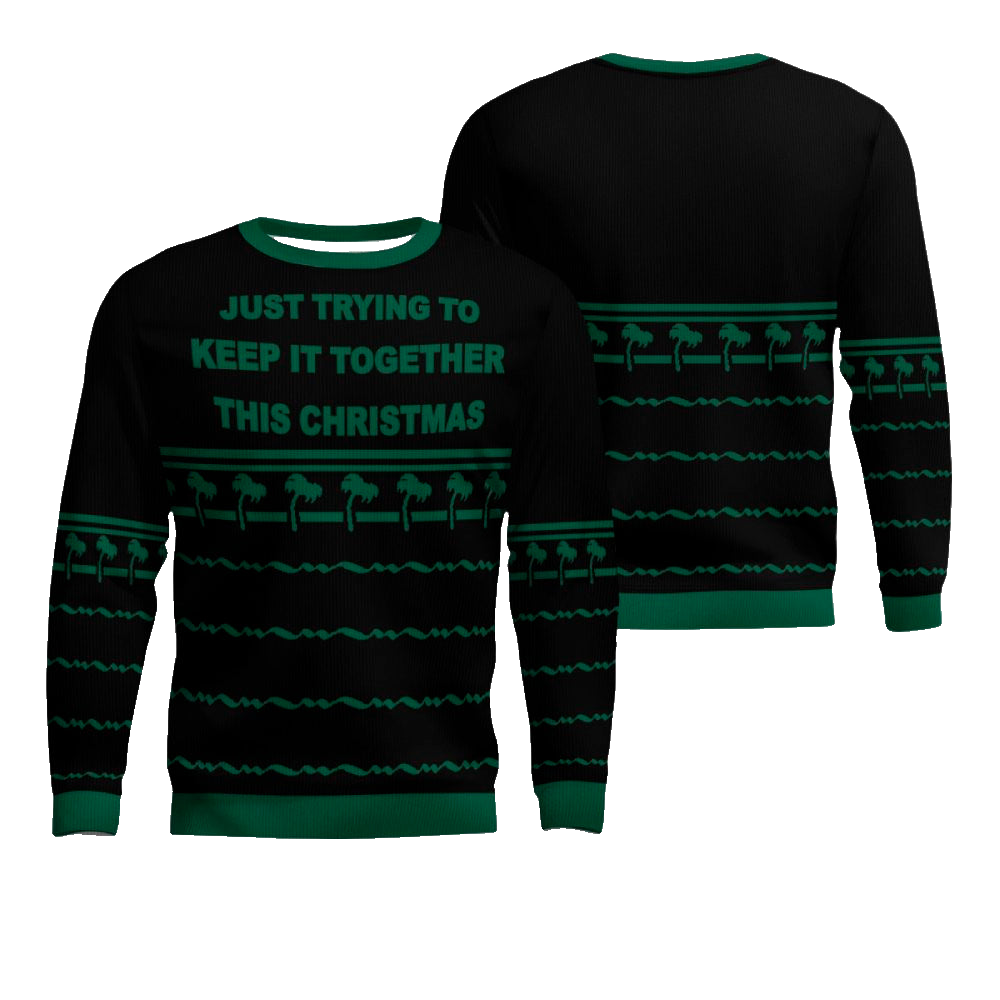 Just Trying To Keep It Togerther This Christmas Ugly Christmas Sweater Black – Moonbestprint