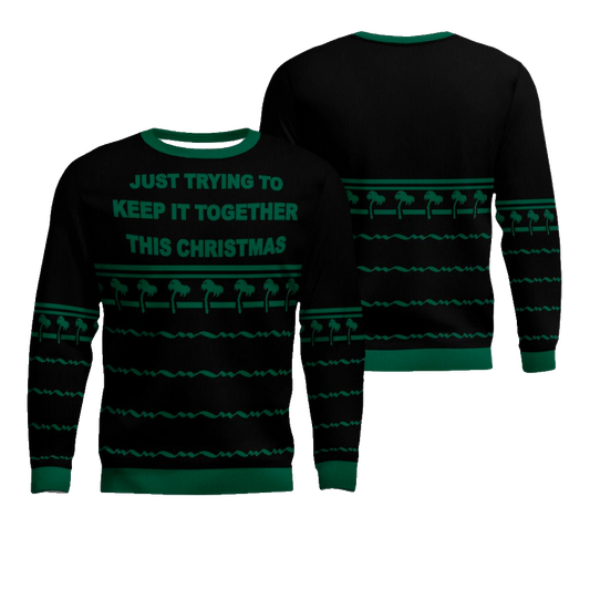 Just Trying To Keep It Togerther This Christmas Ugly Christmas Sweater Black – Moonbestprint