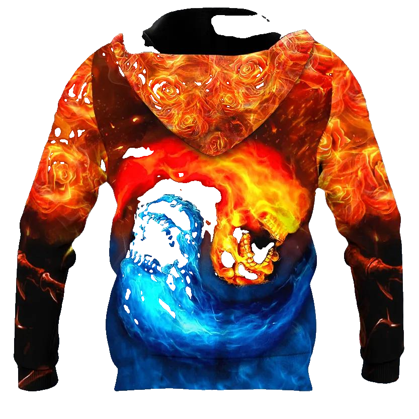 Magma Death Yinyang Skull 3D All Over Print Hoodie -Moonbestprint