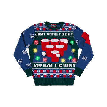 Just Here to Get My Balls Wet Beer Pong Ugly Christmas Sweater – Moonbestprint