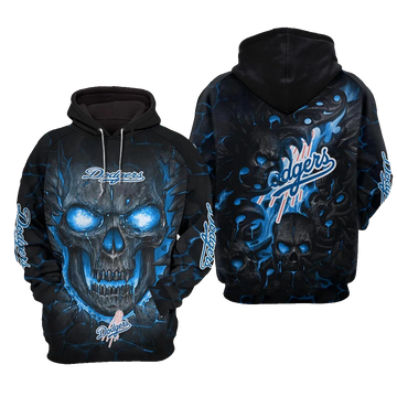 Los Angeles Dodgers Lava Skull 3D MLB All Over Print Hoodie -Moonbestprint