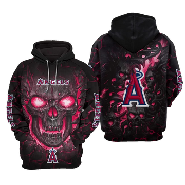 Los Angeles Angels Lava Skull 3D MLB All Over Print Hoodie -Moonbestprint