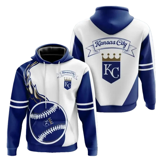 Kansas City Royals Flame Balls 3D MLB All Over Print Hoodie -Moonbestprint
