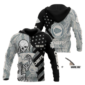 Kansas City Chiefs Skeleton Hug Personalized NFL 3D All Over Print Hoodie -Moonbestprint