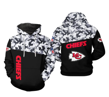 Kansas City Chiefs NFL Camo Veteran Team NFL 3D All Over Print Hoodie -Moonbestprint
