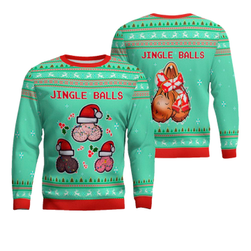 Jingle Balls Funny Ugly Christmas Sweater Seafoam Green – Moonbestprint