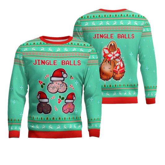 Jingle Balls Funny Ugly Christmas Sweater Seafoam Green – Moonbestprint
