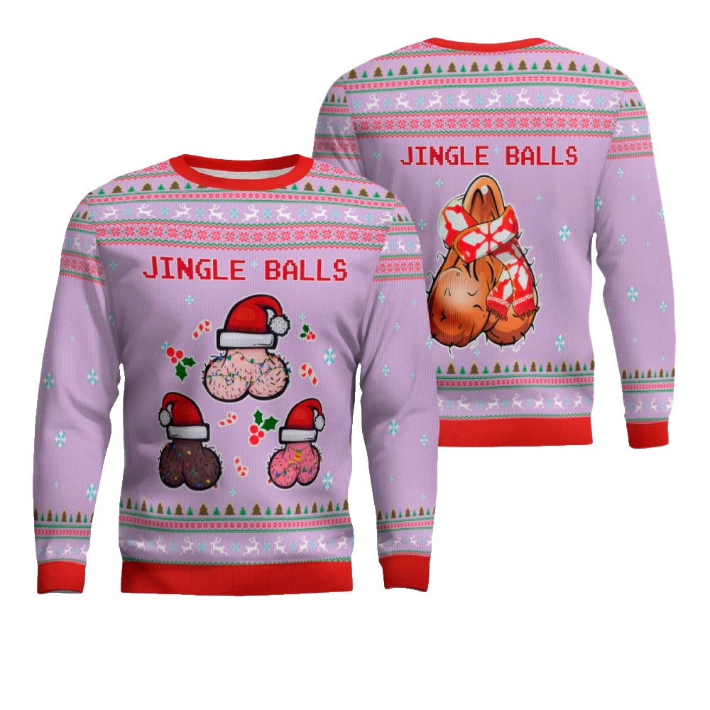 Jingle Balls Funny Ugly Christmas Sweater Dreamy Lavender – Moonbestprint