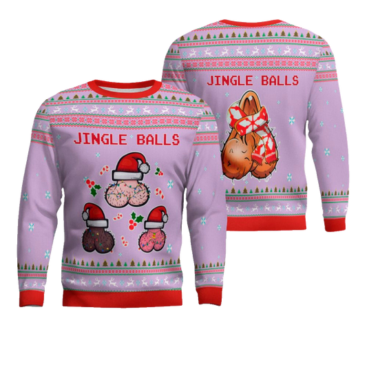 Jingle Balls Funny Ugly Christmas Sweater Dreamy Lavender – Moonbestprint