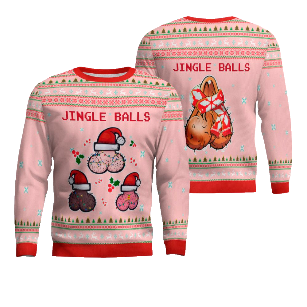 Jingle Balls Funny Ugly Christmas Sweater Powder Pink – Moonbestprint