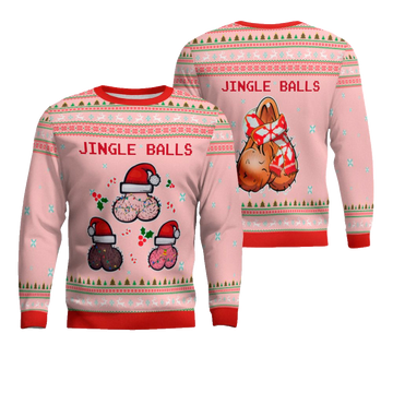 Jingle Balls Funny Ugly Christmas Sweater Powder Pink – Moonbestprint