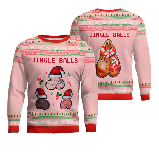 Jingle Balls Funny Ugly Christmas Sweater Powder Pink – Moonbestprint