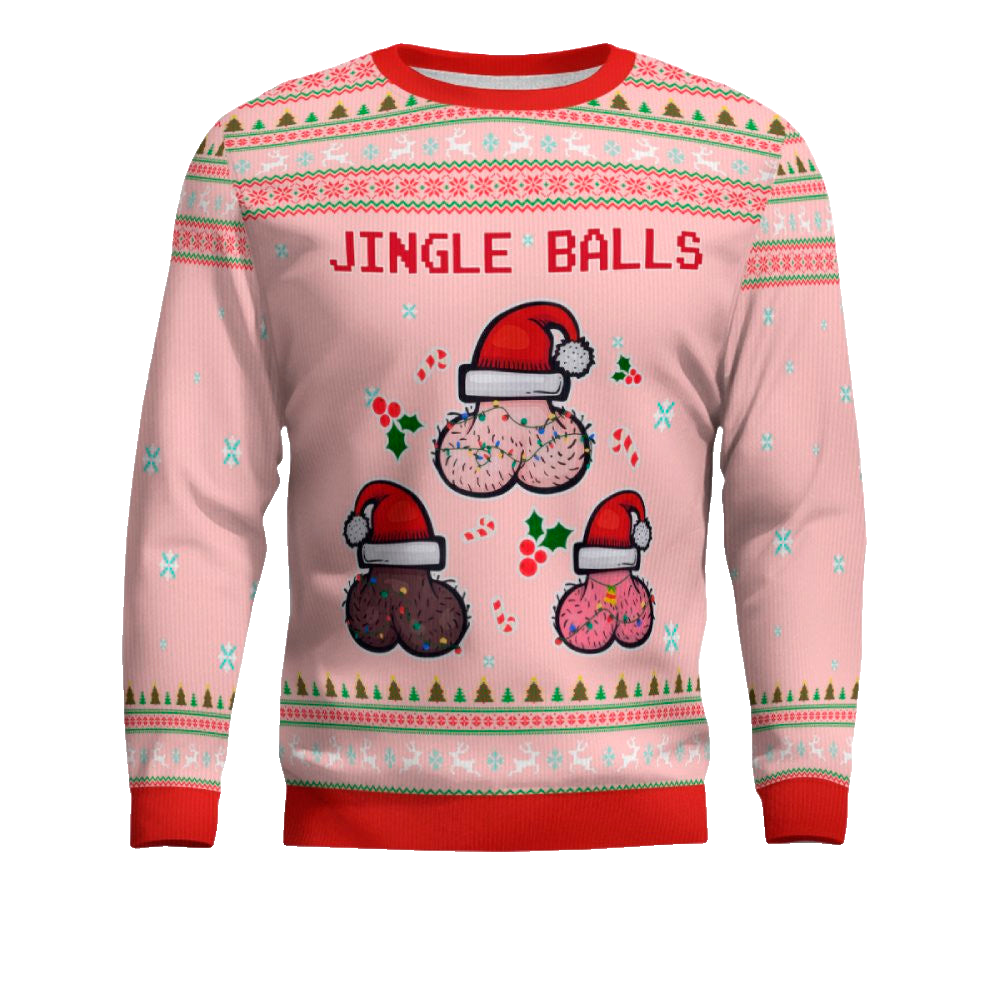 Jingle Balls Funny Ugly Christmas Sweater Powder Pink – Moonbestprint