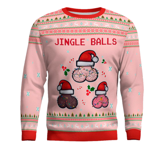 Jingle Balls Funny Ugly Christmas Sweater Powder Pink – Moonbestprint