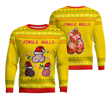 Jingle Balls Funny Ugly Christmas Sweater Golden Yellow – Moonbestprint