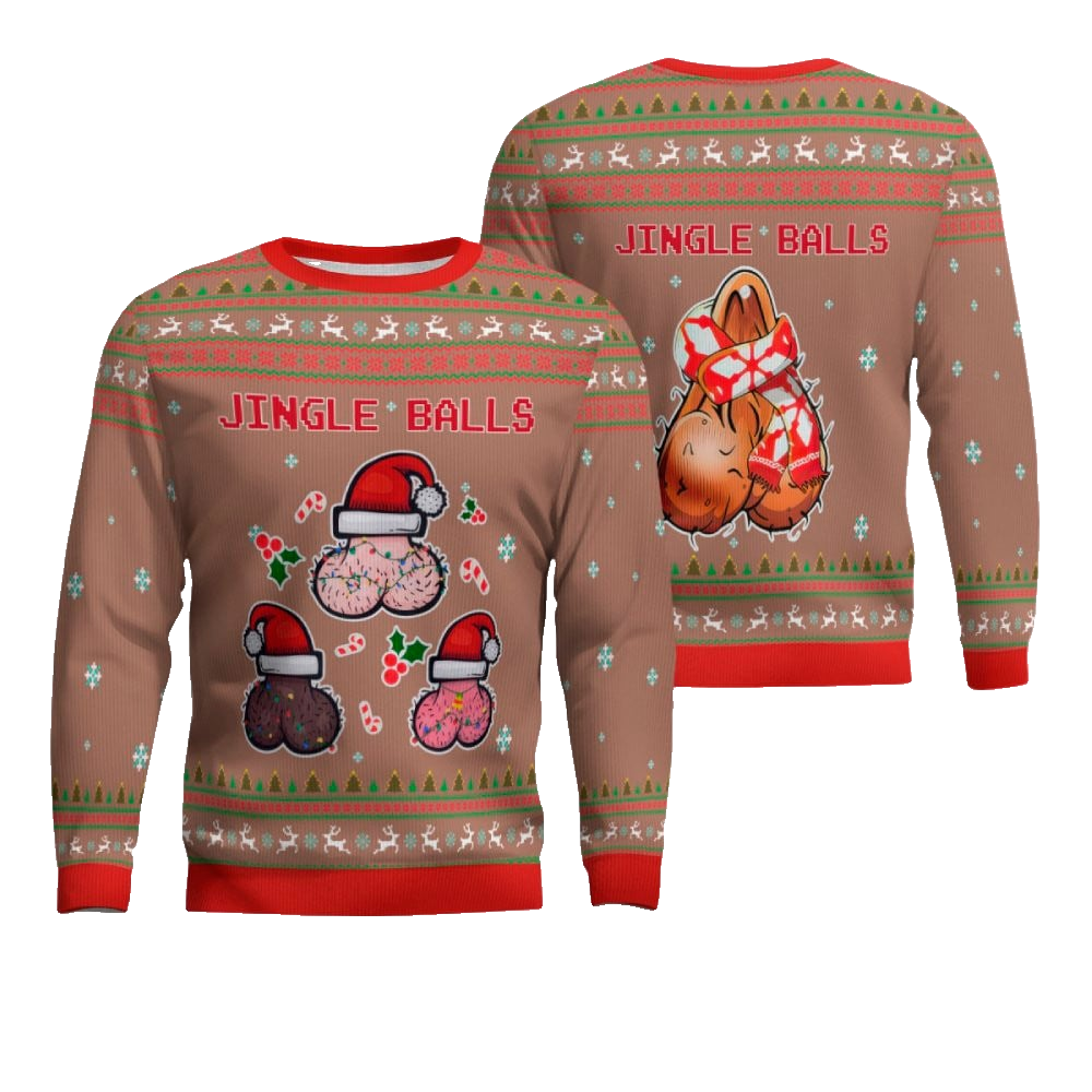 Jingle Balls Funny Ugly Christmas Sweater Mocha Mousse – Moonbestprint