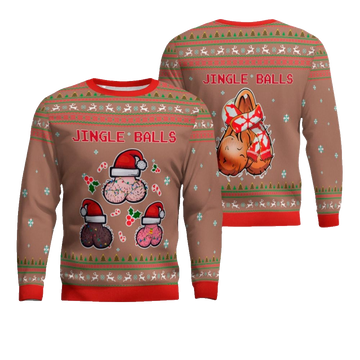 Jingle Balls Funny Ugly Christmas Sweater Mocha Mousse – Moonbestprint