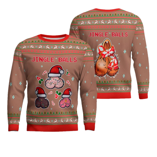 Jingle Balls Funny Ugly Christmas Sweater Mocha Mousse – Moonbestprint