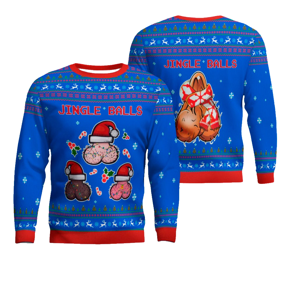 Jingle Balls Funny Ugly Christmas Sweater Blue – Moonbestprint