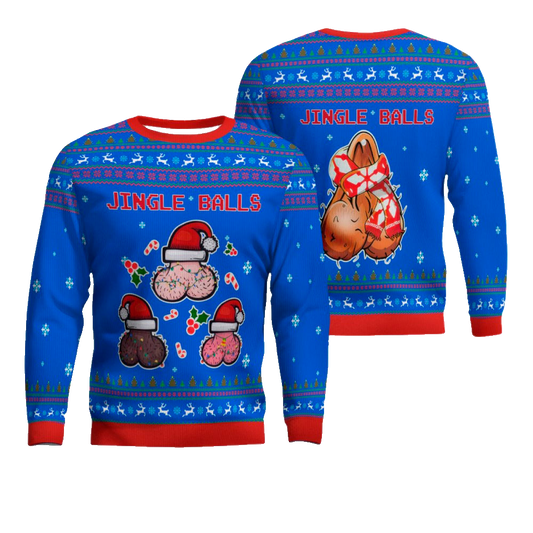 Jingle Balls Funny Ugly Christmas Sweater Blue – Moonbestprint