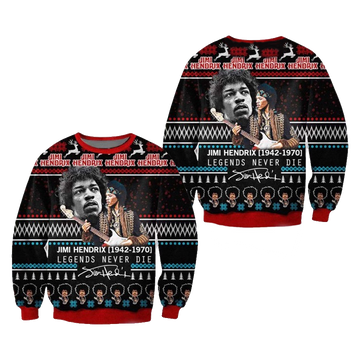 Jimi Hendrix Legends Never Die Ugly Christmas Sweater – Moonbestprint