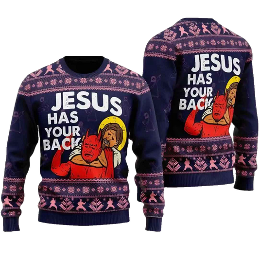 Jesus Has Your Back Ugly Christmas Sweater – Moonbestprint