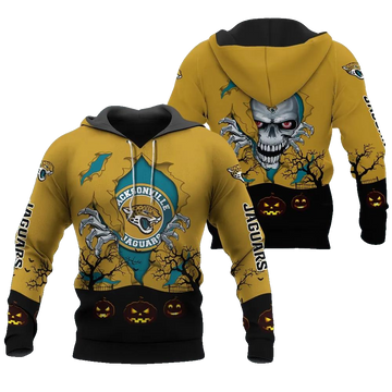 Jacksonville Jaguars Halloween 3D NFL All Over Print Hoodie -Moonbestprint
