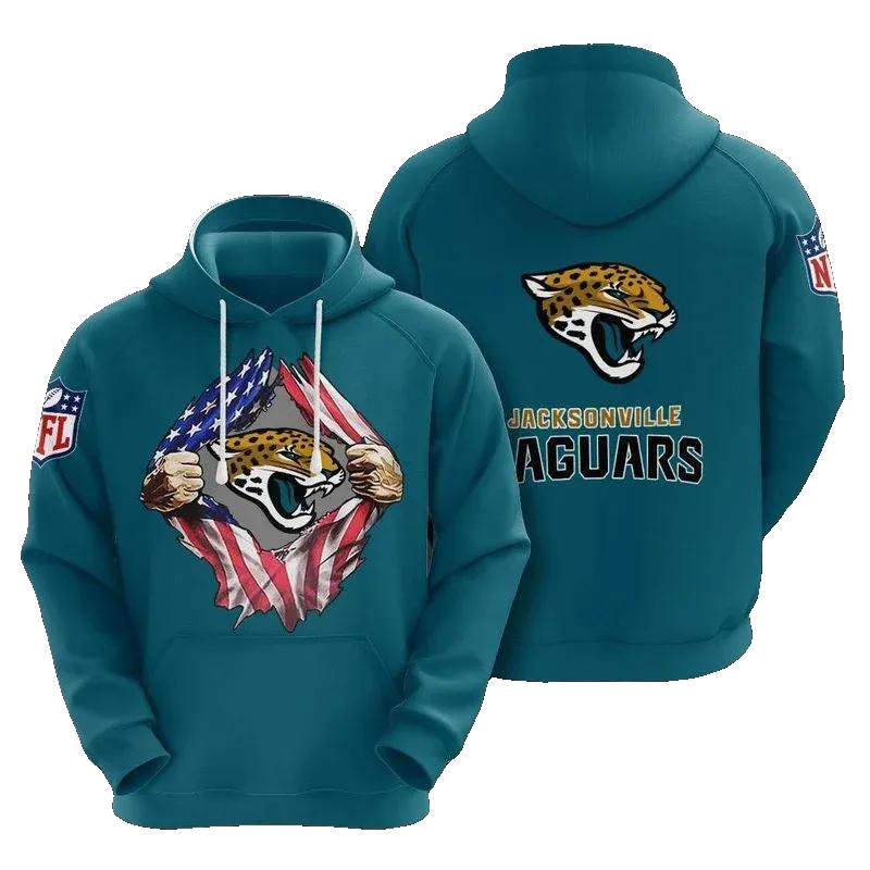 Jacksonville Jaguars Blood Inside Me Heart NFL 3D All Over Print Hoodie -Moonbestprint