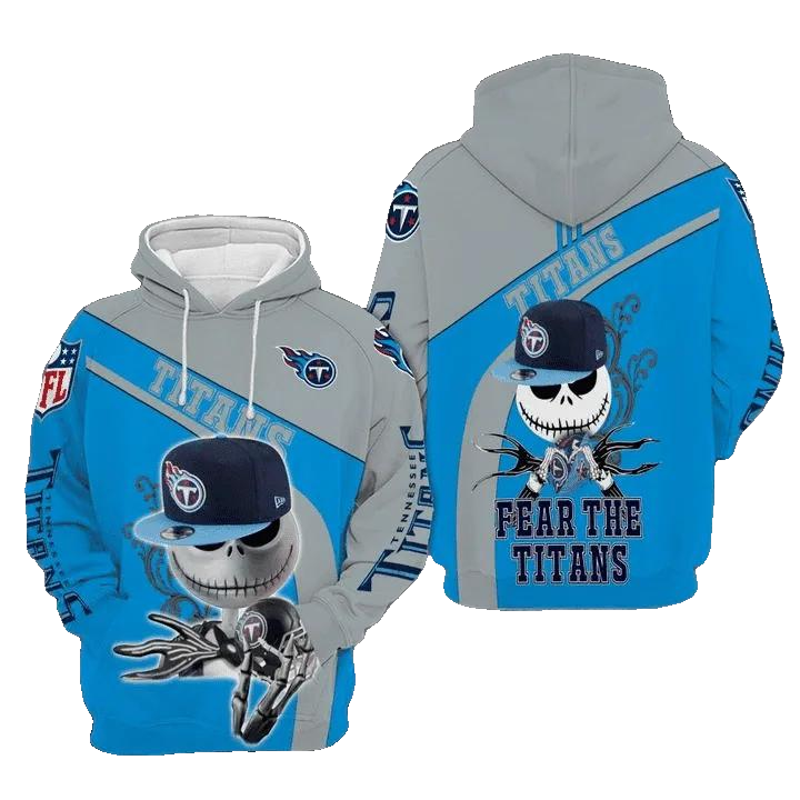 Jack Skellington Hold Helmet Tennessee Titans NFL 3D All Over Print Hoodie -Moonbestprint