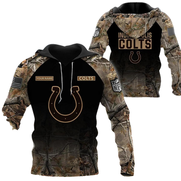 Indianapolis Colts Personalized Hunting Camo NFL 3D All Over Print Hoodie -Moonbestprint