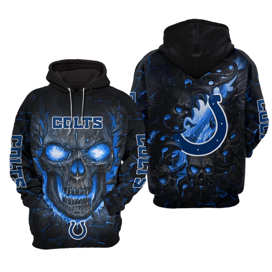 Indianapolis Colts Lava Skull NFL 3D All Over Print Hoodie -Moonbestprint