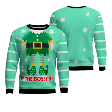 I'm The Bossy Elf Ugly Christmas Sweater Seafoam Green – Moonbestprint