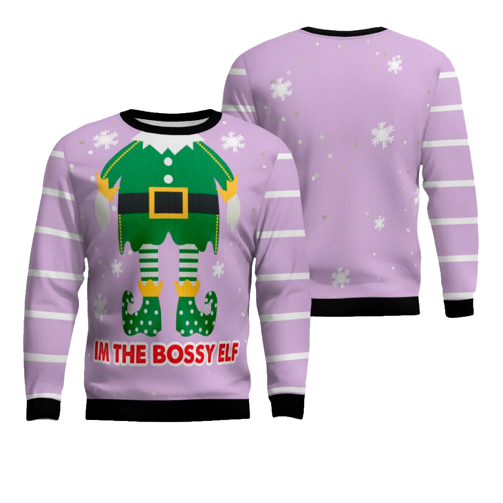 I'm The Bossy Elf Ugly Christmas Sweater Dreamy Lavender – Moonbestprint