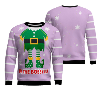 I'm The Bossy Elf Ugly Christmas Sweater Dreamy Lavender – Moonbestprint